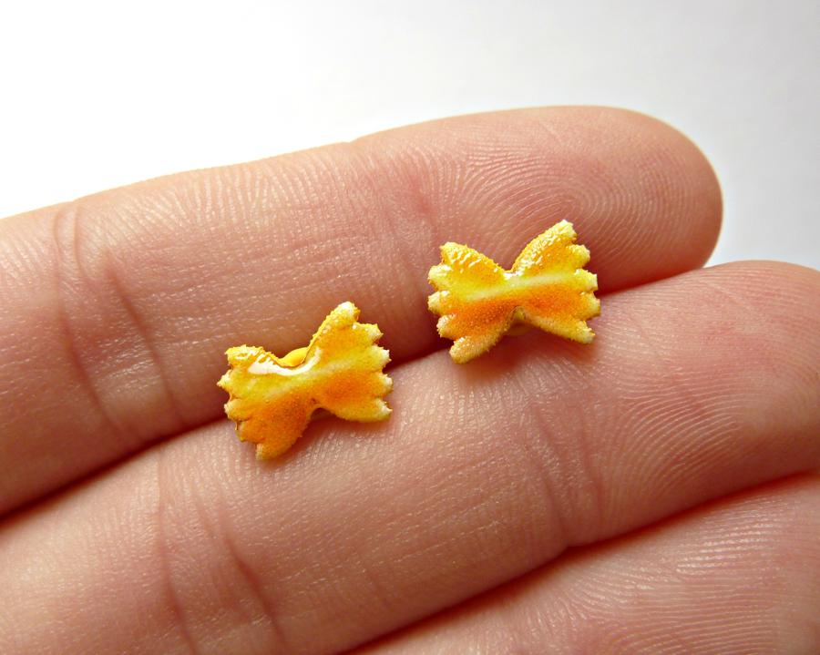 Bowtie Pasta Noodle Stud Earrings