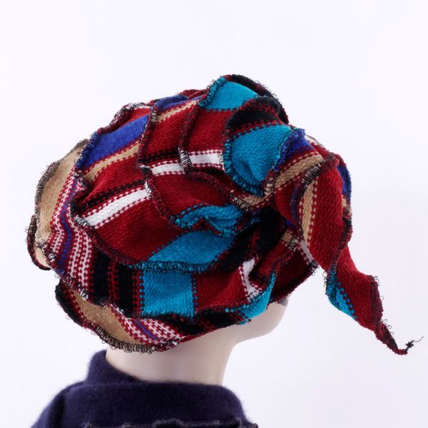 Twisted Witch Hat - Red Teal Blue & White