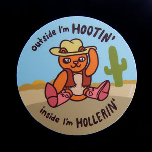 Hootin' Hollerin' Cowboy Bear Sticker
