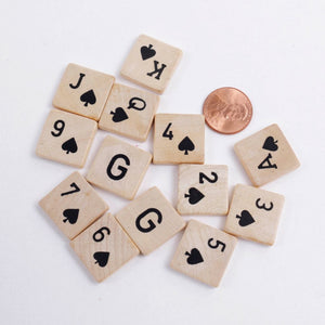 Wood Card Game and Scrabble Tiles Spades