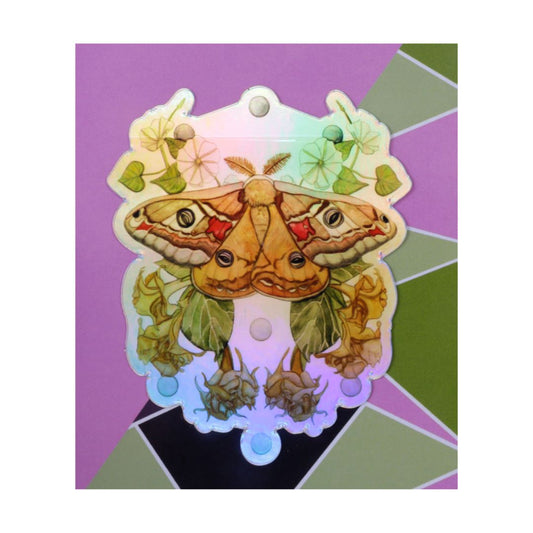 Moon Moth Garden Holographic Sticker