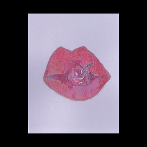 Lips with Cherry card