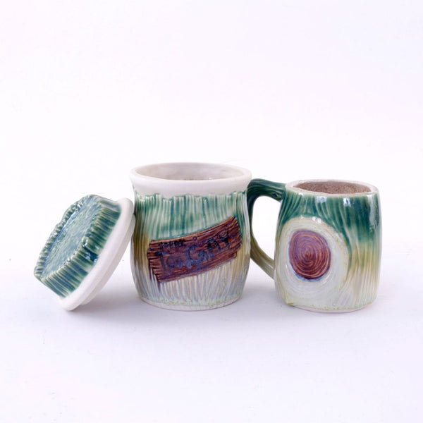 Stump Mug and Lidded Jar - Slip cast Porcelain