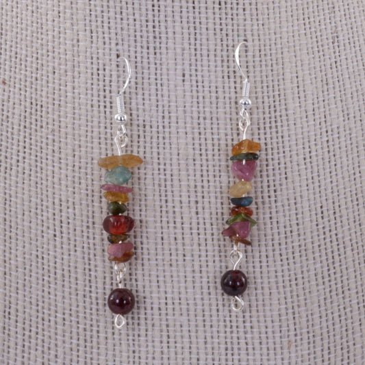 Multi-color Stone Chip Earrings