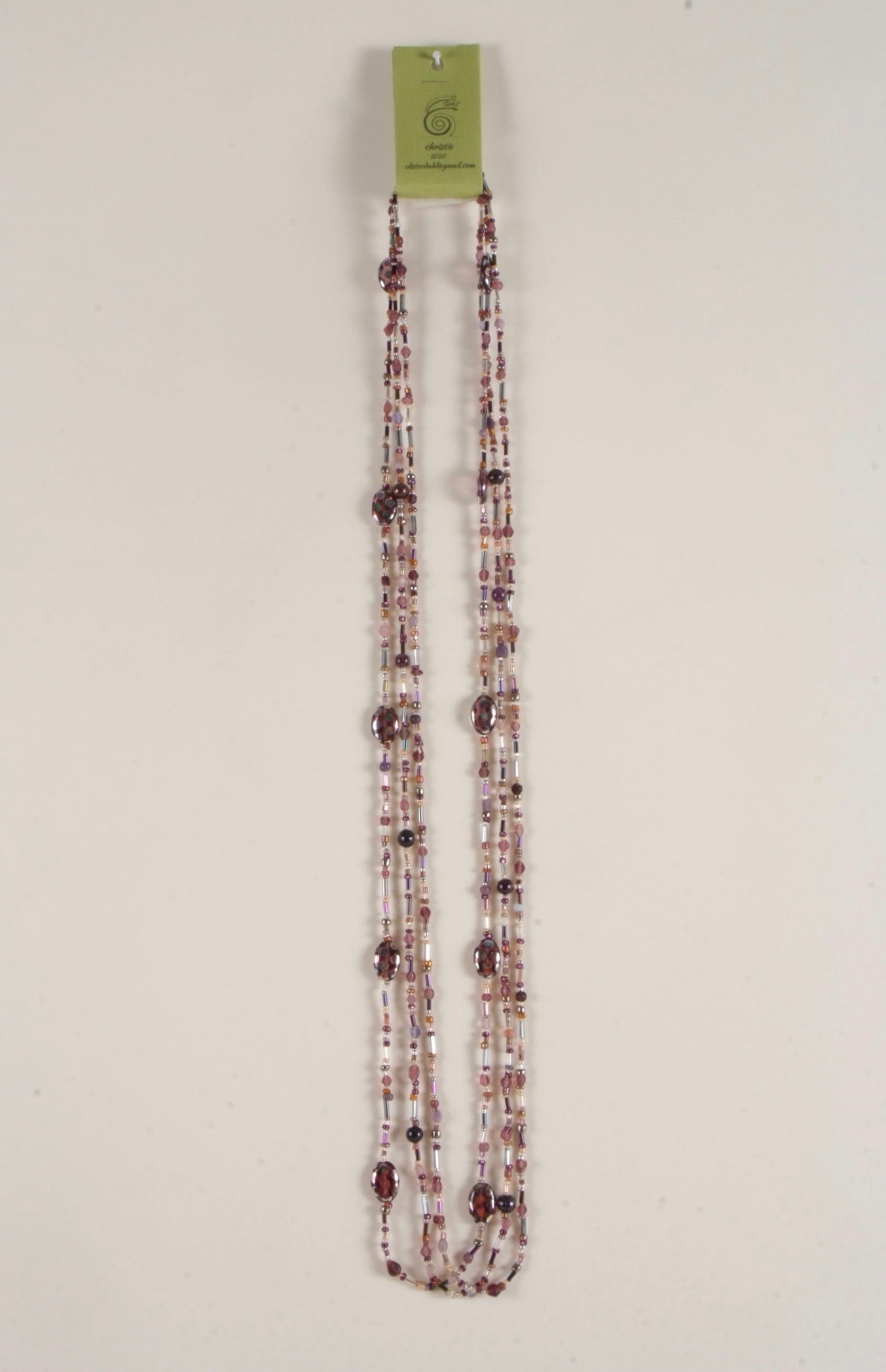 Purple & Gold Multi Strand Beaded Necklace