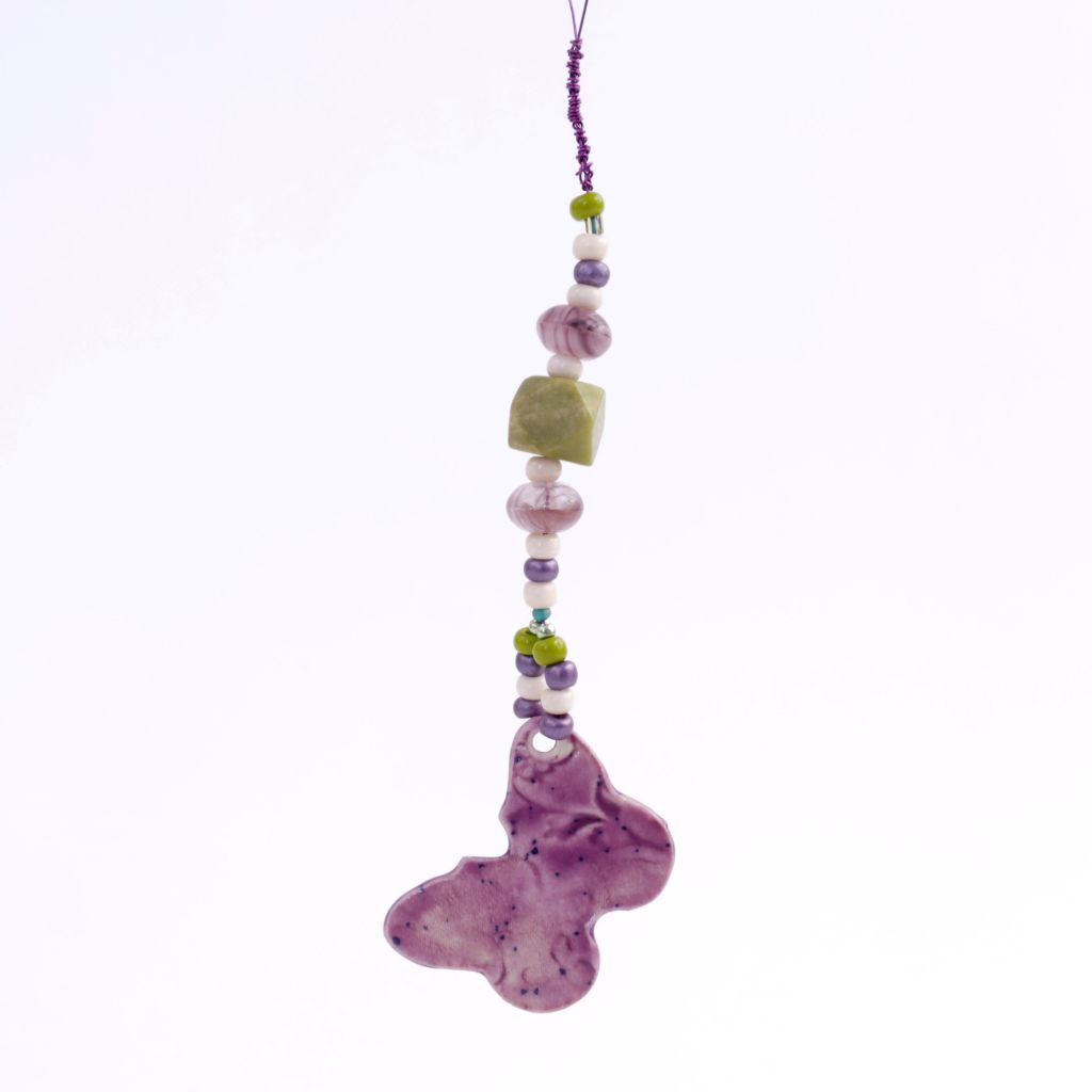 Purple & Green Porcelain Butterfly Goddess Bauble Hanging