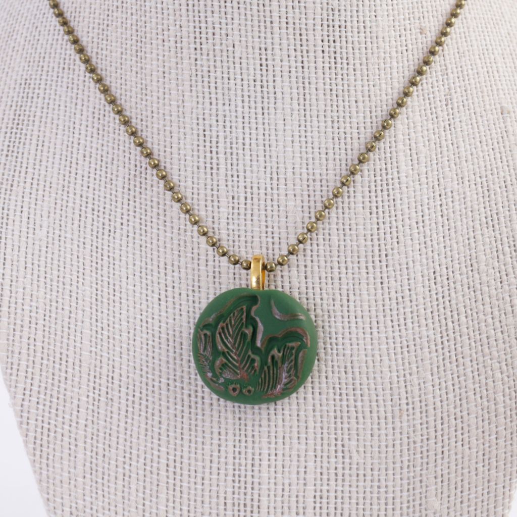 Polymer Clay Green Leaf Necklace