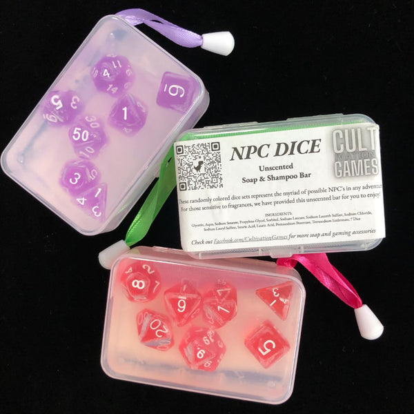 Game Cultivation NPC Clear/Unscented Dice Soap-  Dice Soap (D&D 2e Inspired 'CLASSic Series')