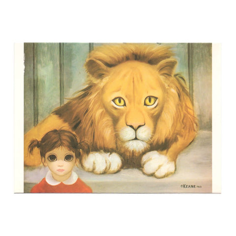 The Lion and the Child by Margaret Keane (Walter) Big Eyes Vintage Card
