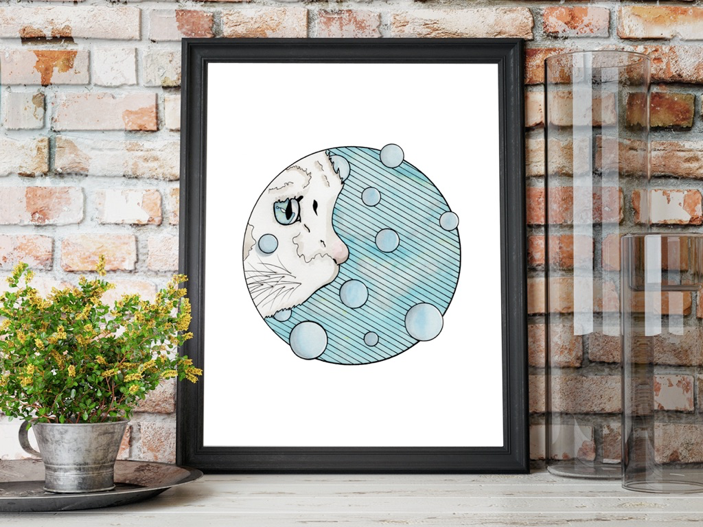 Curiosity Cat Art Print