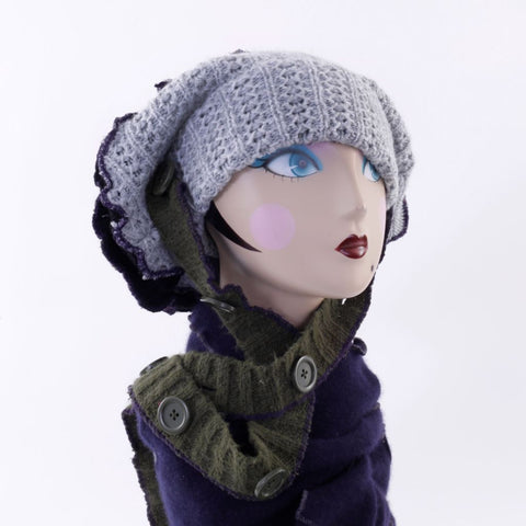 Twisted Witch Hat - Green Purple & Grey