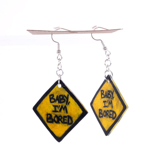 Baby I'm Bored Shrinky Dink Dangle Earrings