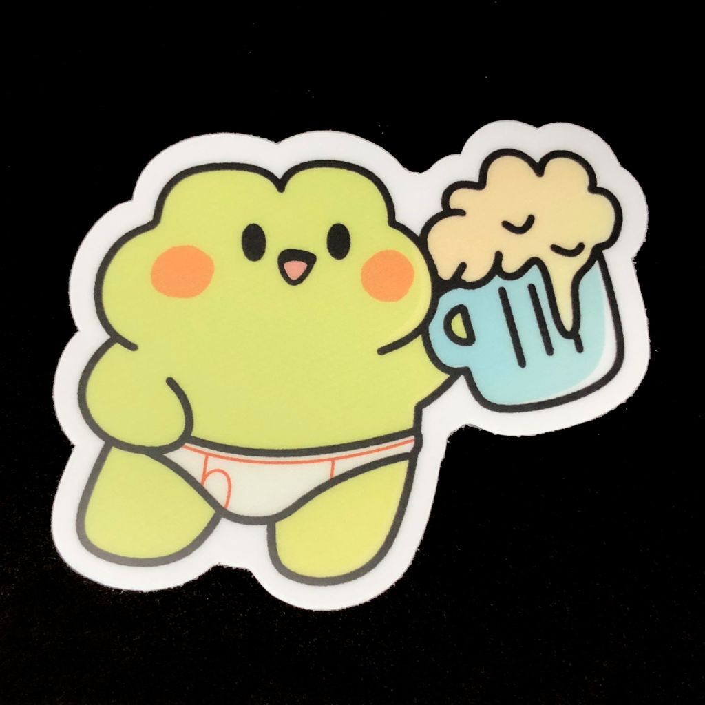 Tipsy Frog Vinyl Sticker