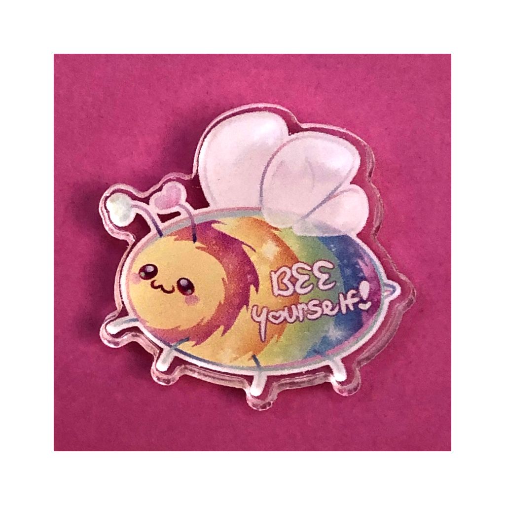 LGBTQ Rainbow Gay Bee Acrylic Pin