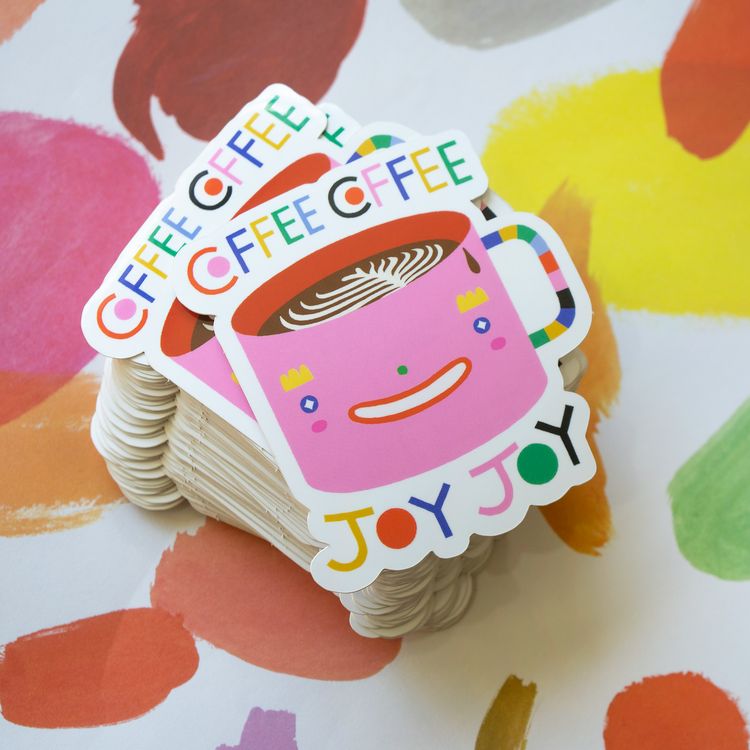 Coffee Coffee Joy Joy Glossy Sticker