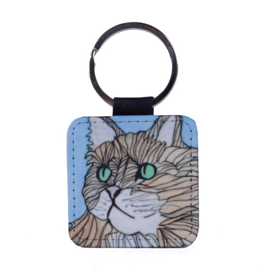 Green Eyed Cat Keychain