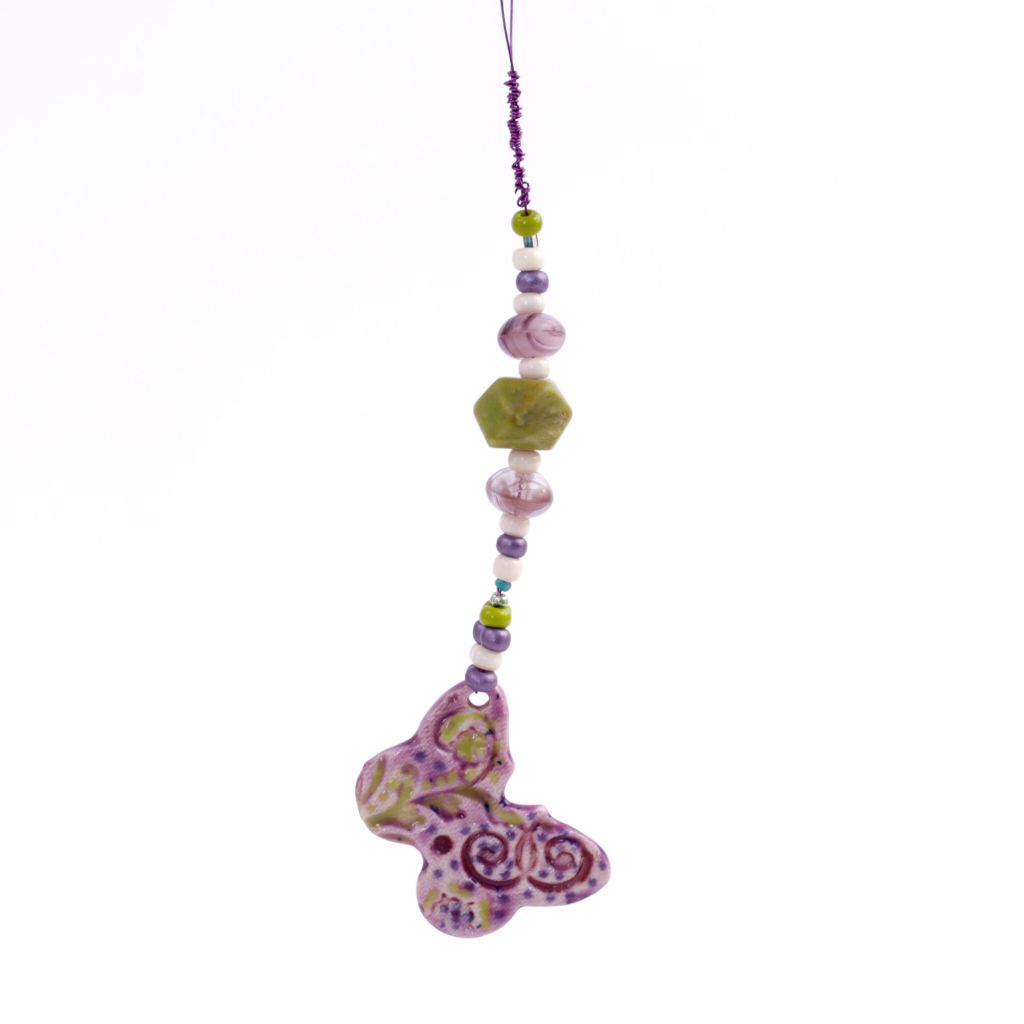 Purple & Green Porcelain Butterfly Goddess Bauble Hanging