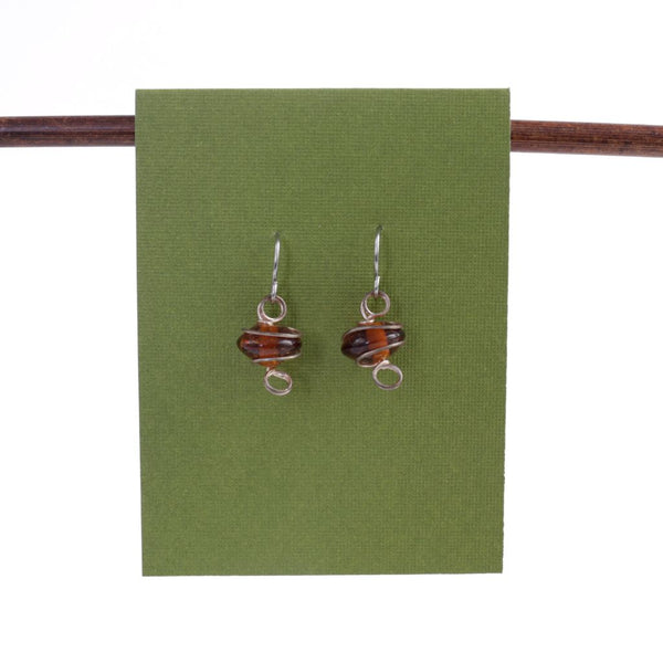 Wire Wrapped Glass Bead Earrings