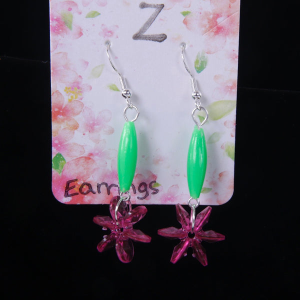 Pink Flower Dangle Earrings