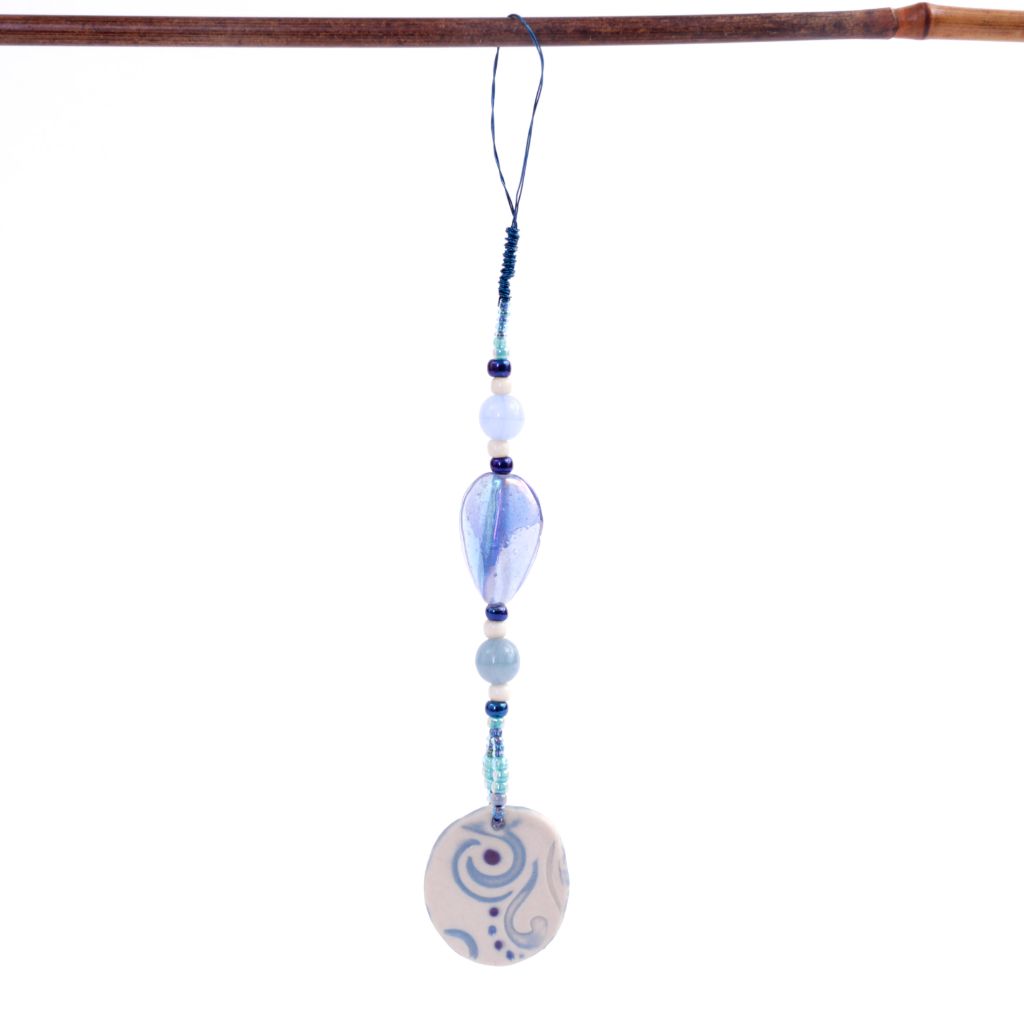 Blue Swirl Porcelain Goddess Bauble Hanging