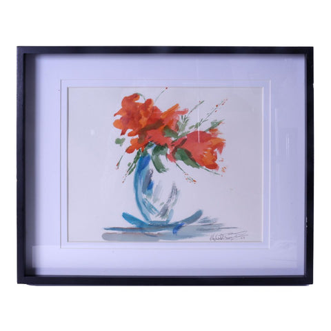 Flowers in Vase - Original Framed Watercolor