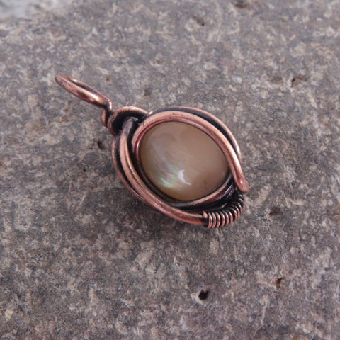 Oxidized Copper and Gemstone Pendant