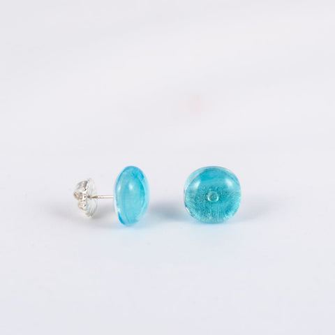 Light Blue Dichroic Glass Earrings