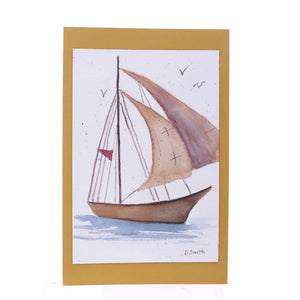 Double Sail Boat Original Watercolor Greeting Card