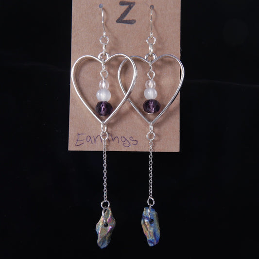 Heart and Stone Dangle Earrings