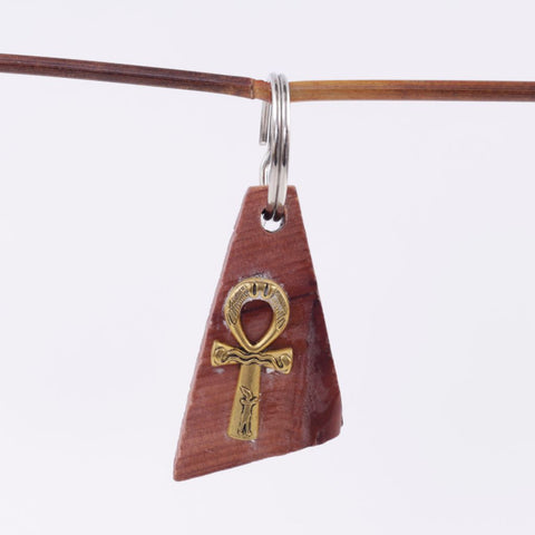 Handcrafted Wood Key Fob with Cross