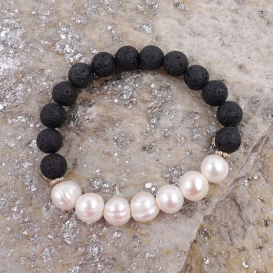 Lava & Pearl Natural Stone Bracelet