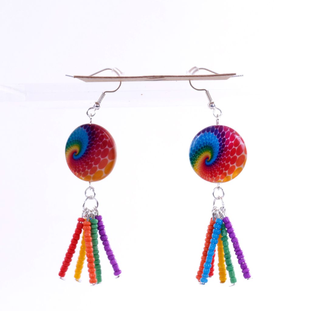 Rainbow Bead Dangle Earrings