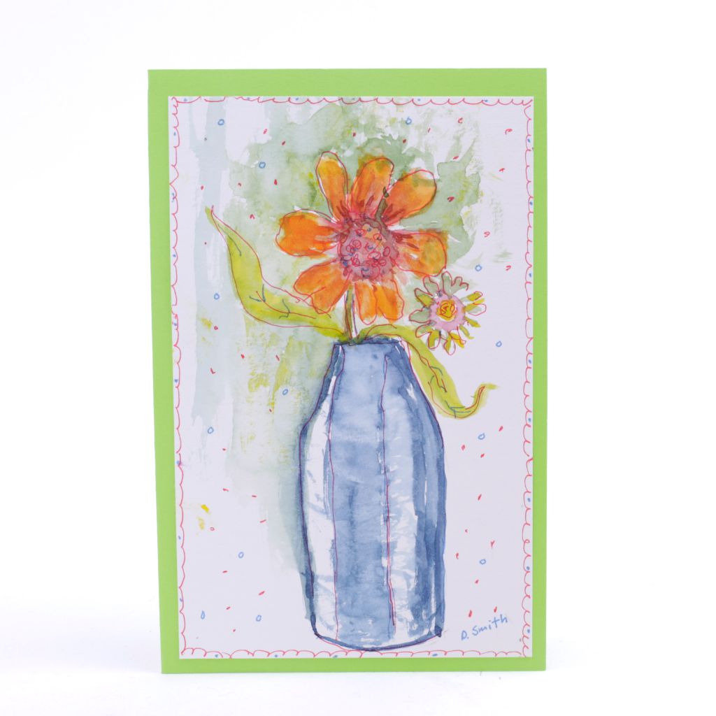Happy Flower Original Watercolor & Pen Card