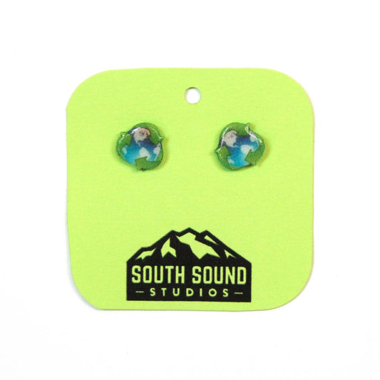 Recycle Earth Stud Earrings