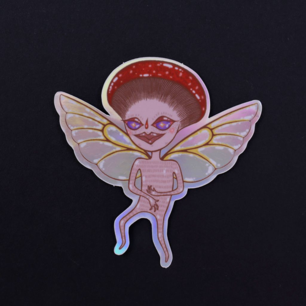 Mushroom Fairy - Holographic Vinyl Sticker