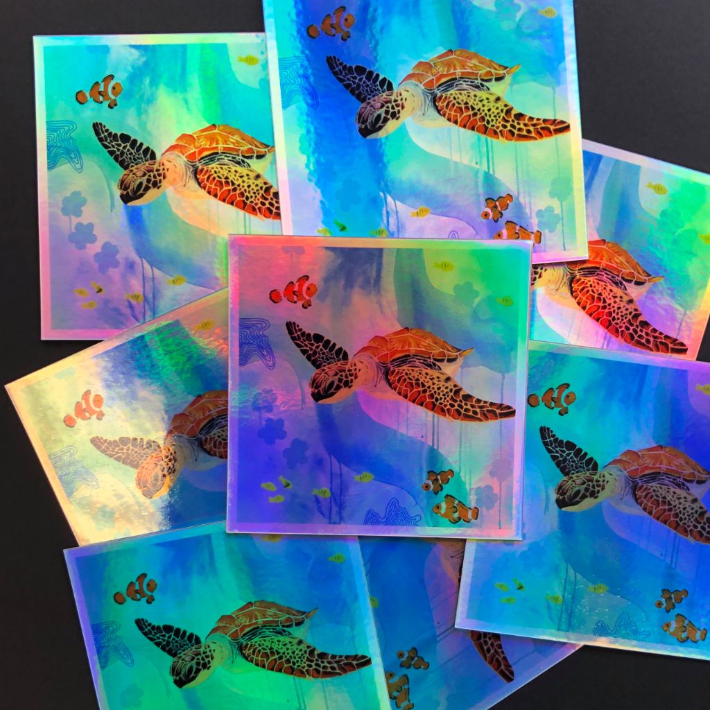 Holographic Sea Turtle Sticker