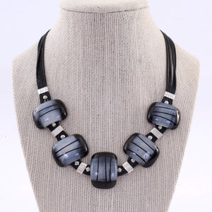 Grey & Black Dichrio Glass with Sterling Silver Necklace
