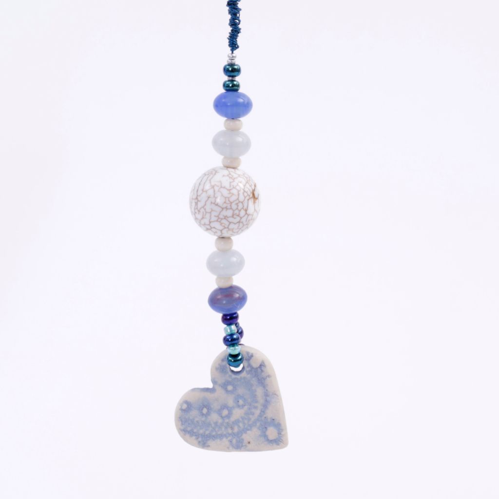 Blue Heart Porcelain Goddess Bauble Hanging