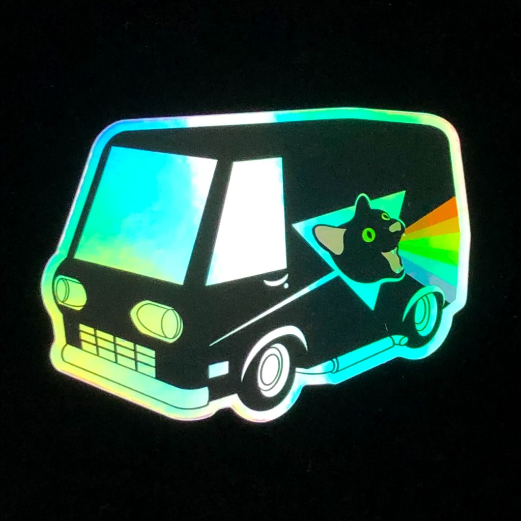 Boogie Cat Van Holographic Vinyl Sticker