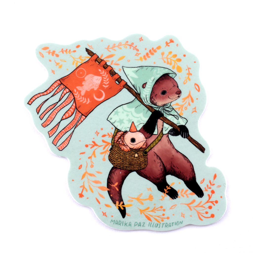Otter and Fish Sticker