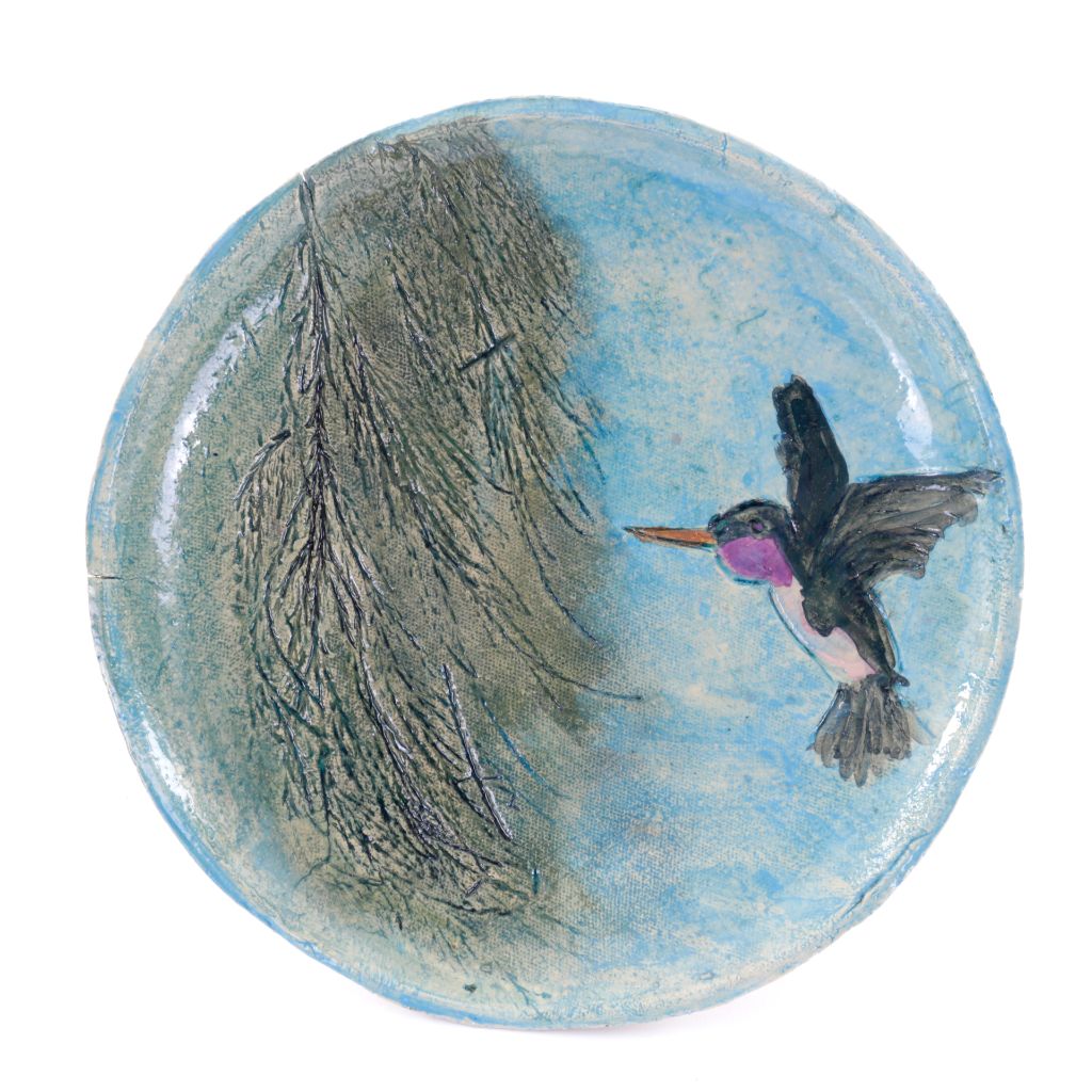 Hummingbird with Cedar Ceramic Plate