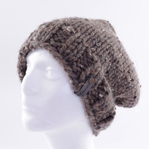 Hand Knit Hat - Brown Tweed