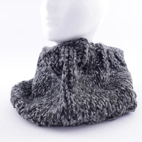 Hand Knit Cowl - Grey Tweed