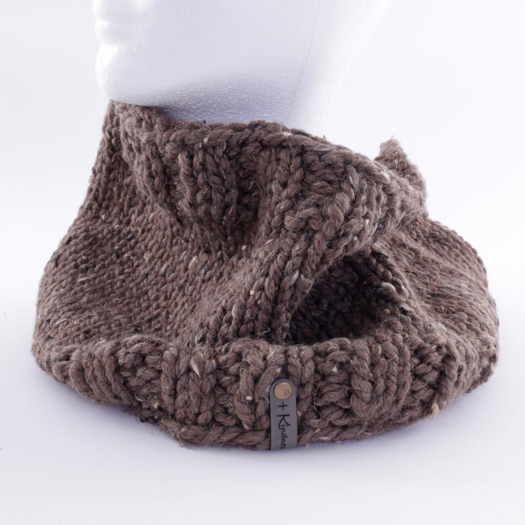 Hand Knit Cowl - Brown Tweed