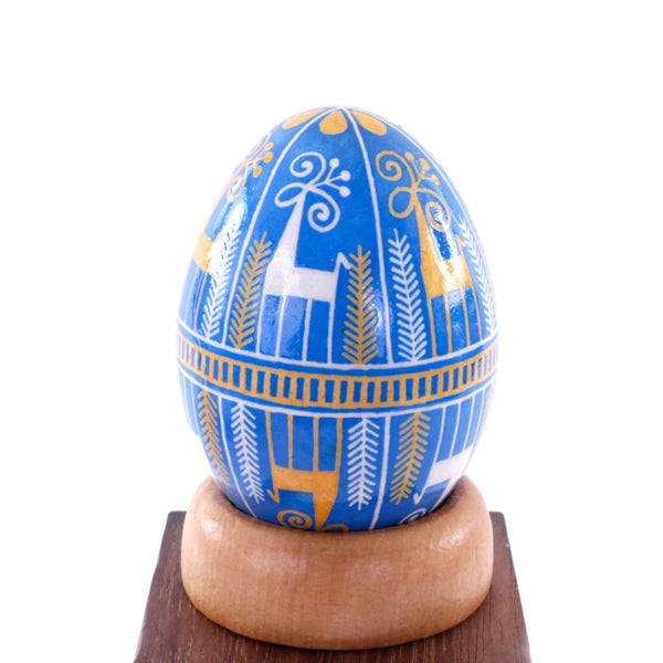 Pysanky Spirit Egg - Folk Art -Blue with Deer