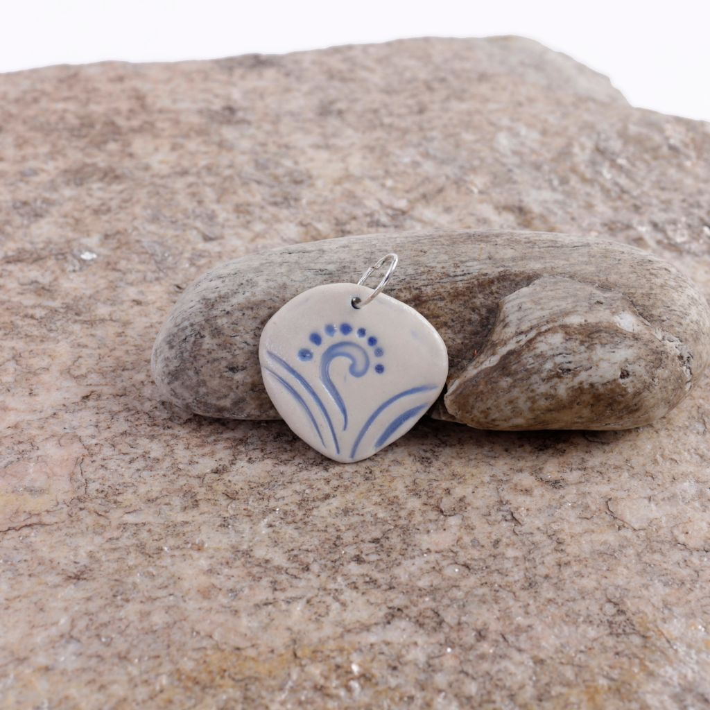 Blue Swirl Porcelain Charm