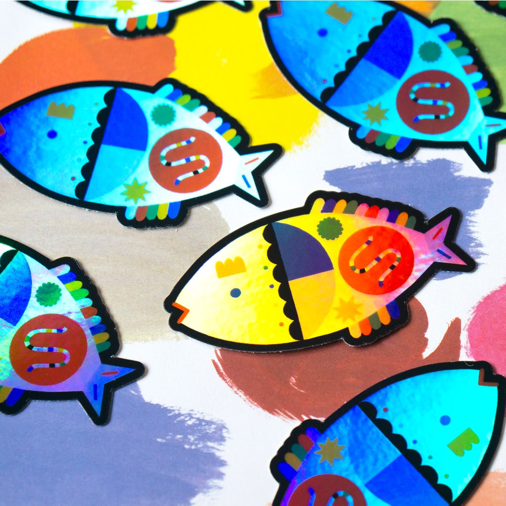 Holographic Rainbow Fish Vinyl Sticker