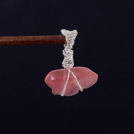 Small Wire Wrapped Pendant - Pink Stone