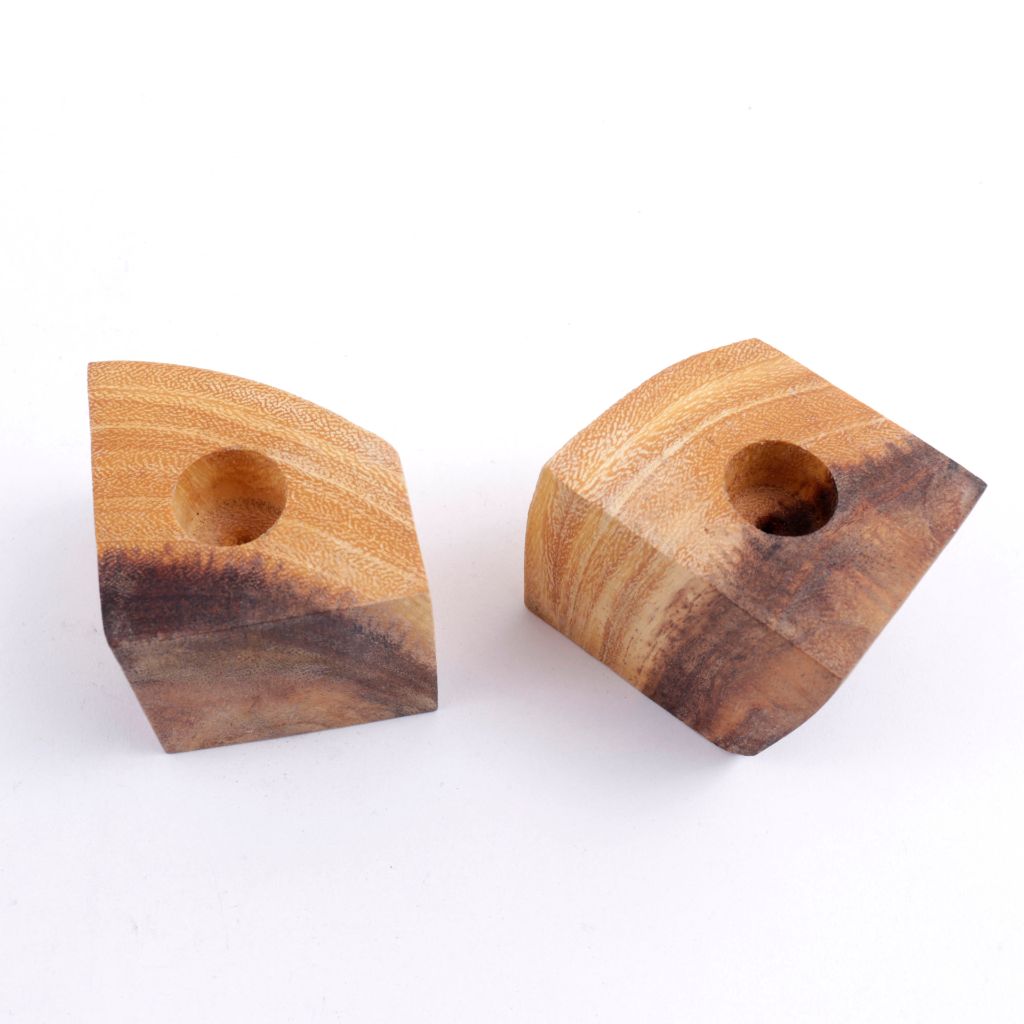 Pair of Monkeypod Candle Holders