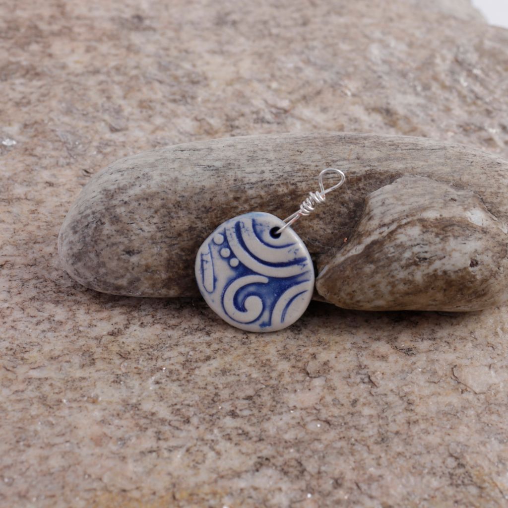 Blue Swirl Porcelain Charm